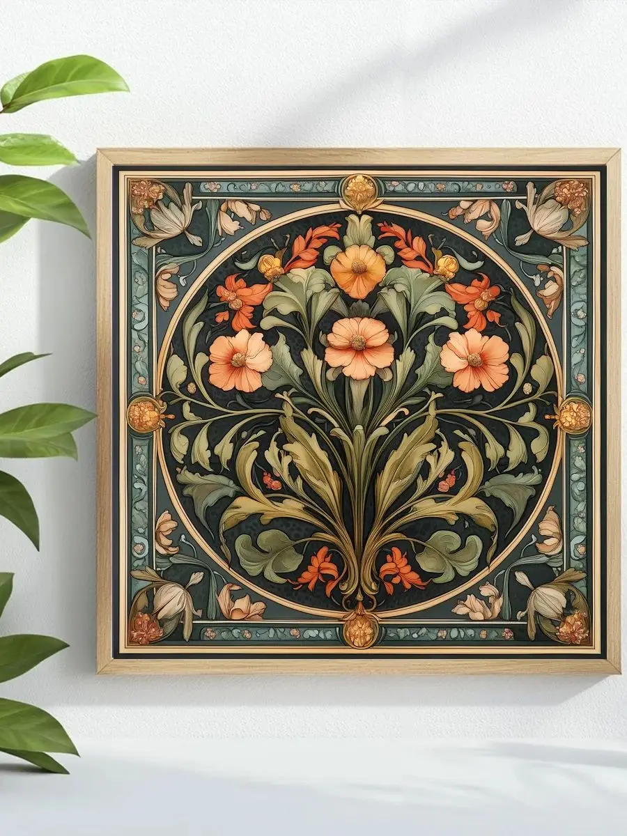 1 Stück 40x40 cm/15,74 Zoll Blumenmuster Kreuzstich-Set DIY-Set 11CT/14CT als Geschenk Öko-Baumwollfaden Wandbild – Detail 1