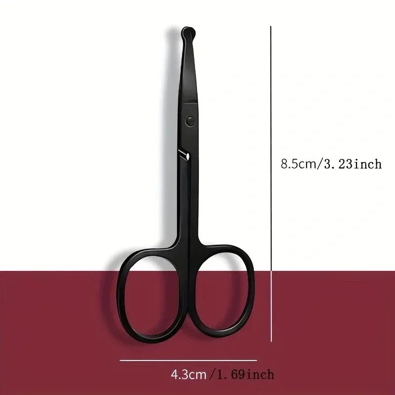 YS00125--Unisex Stainless Steel Black Round Head Safe Nose Hair Scissors (Do Not Hurt Nose) image 6