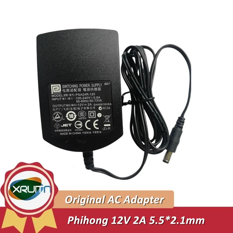 Genuine Phihong PSA24R-120 12V 2A Switching Power Supply 24W AC Adapter Charger 5.5*2.1mm