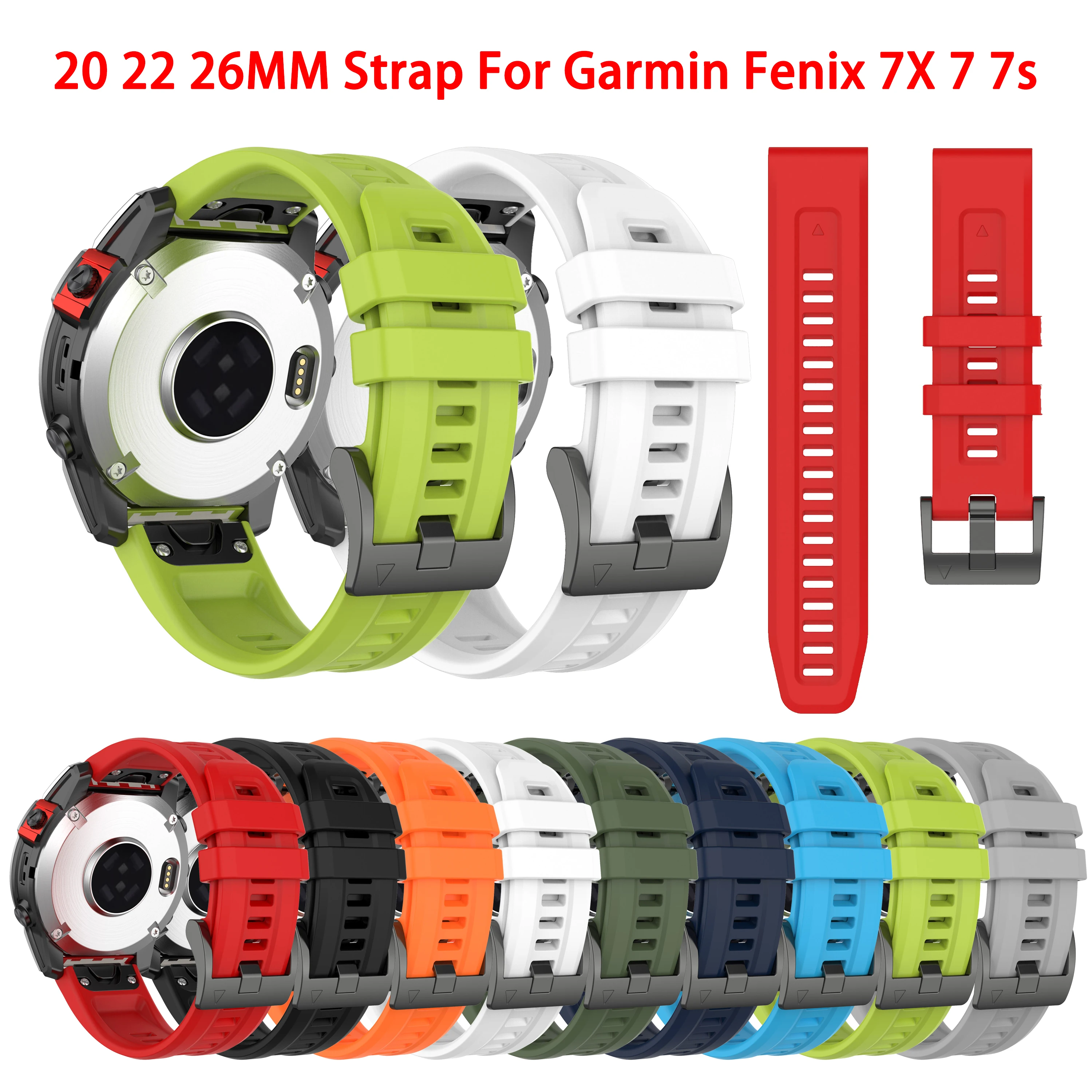 QuickFit 20mm 22mm 26mm Silicone Strap for Garmin Fenix 7X 6X Pro 5X Plus 7 6 5 7s 6s 5s 3HR D2 MK1 MK2 965 Epix Gen2 watchband