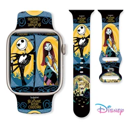 Disney Jack Lisa Halloween Silicone Strap for Apple Watch 11 10 9 8 Band Replaceable Watchband for iWatch 46mm 44mm 42mm 40mm