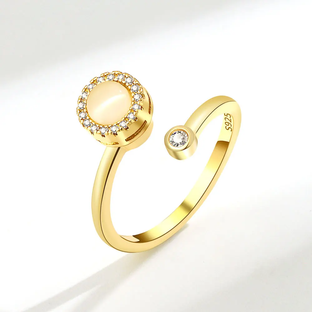 VENTFILLE 925 Sterling Silber Mond Und Sterne Zirkon Drehbare Ring Für Frauen Geschenk Diamant Stress Lindern Ring Schmuck Großhandel