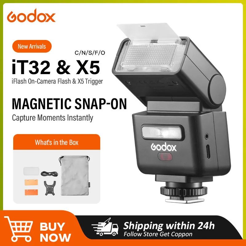 Godox iT32 iFlash Camera Flash X5 C/N/S/F/O Hot Shoe Trigger HSS TTL One System Pocket Flash for Sony Canon Nikon Fuji