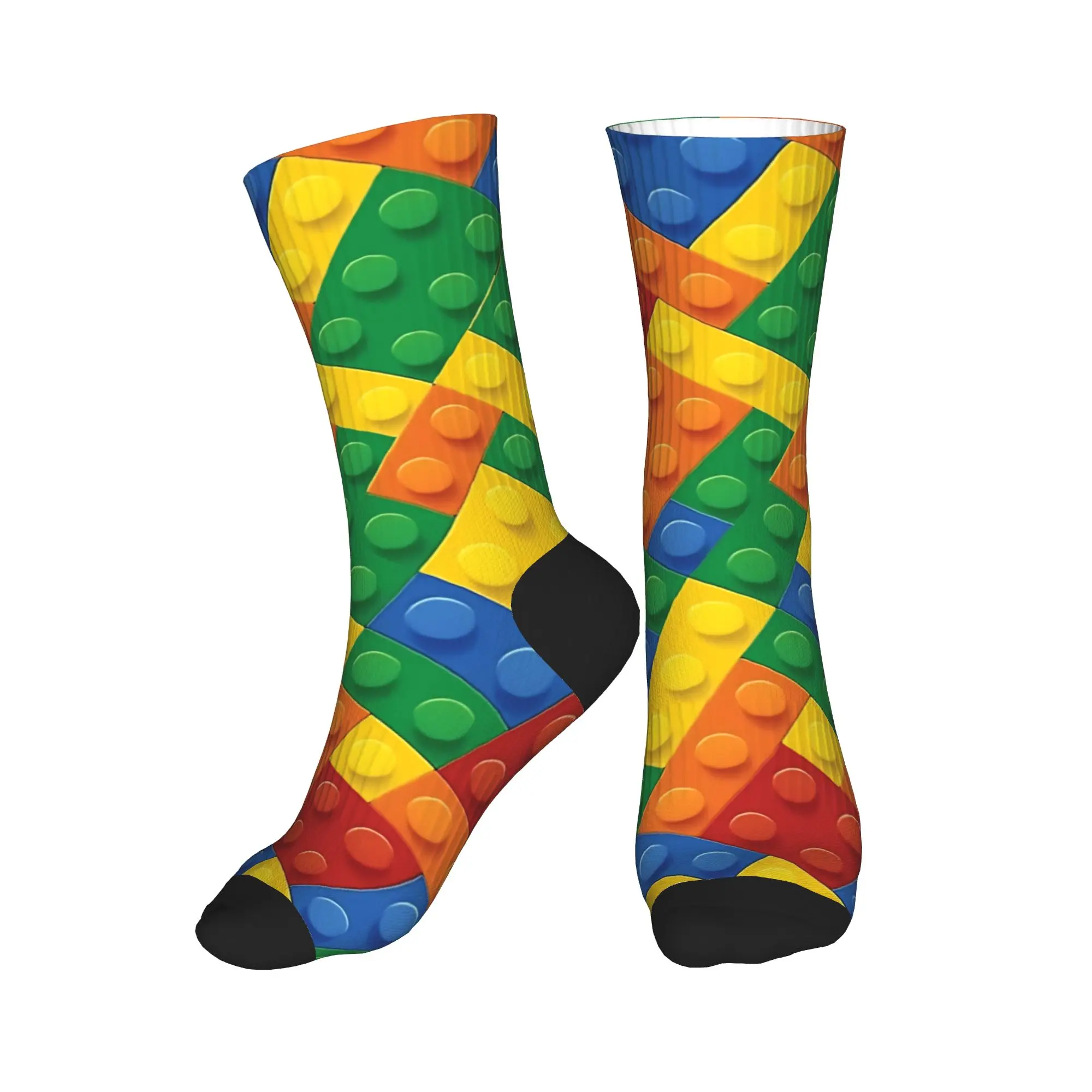 Blocos de tijolos brinquedos meias diagonais personalizadas na moda meias outono anti deslizamento meias adultos homens skate respirável meias