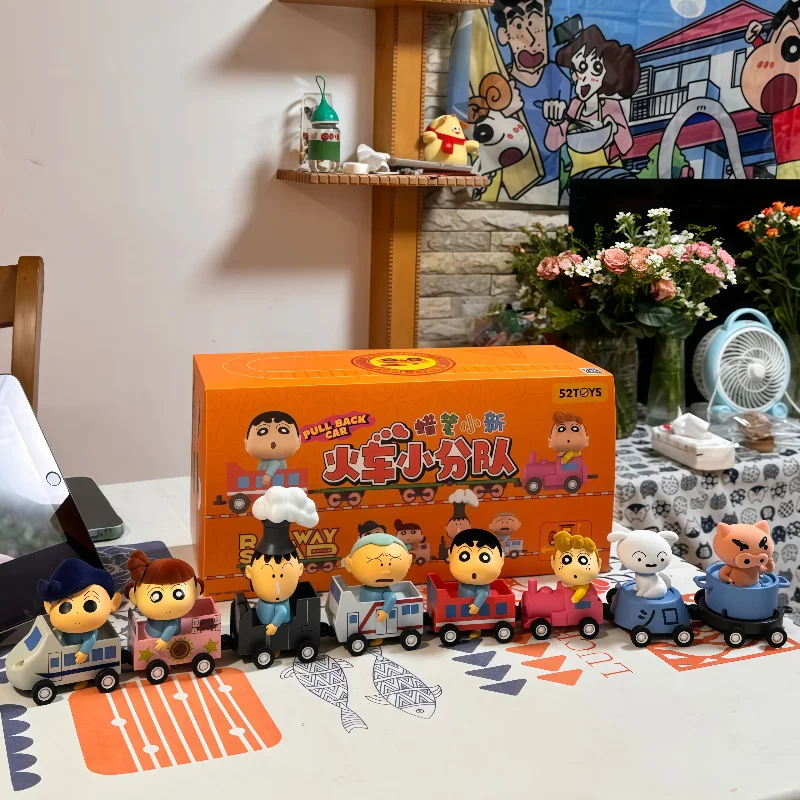 

Original 52toys Crayon Shin-Chan Railway Squad Series Blind Box Movable Figurine Set Anime Collectible Decor Toy Boys Girls Gift
