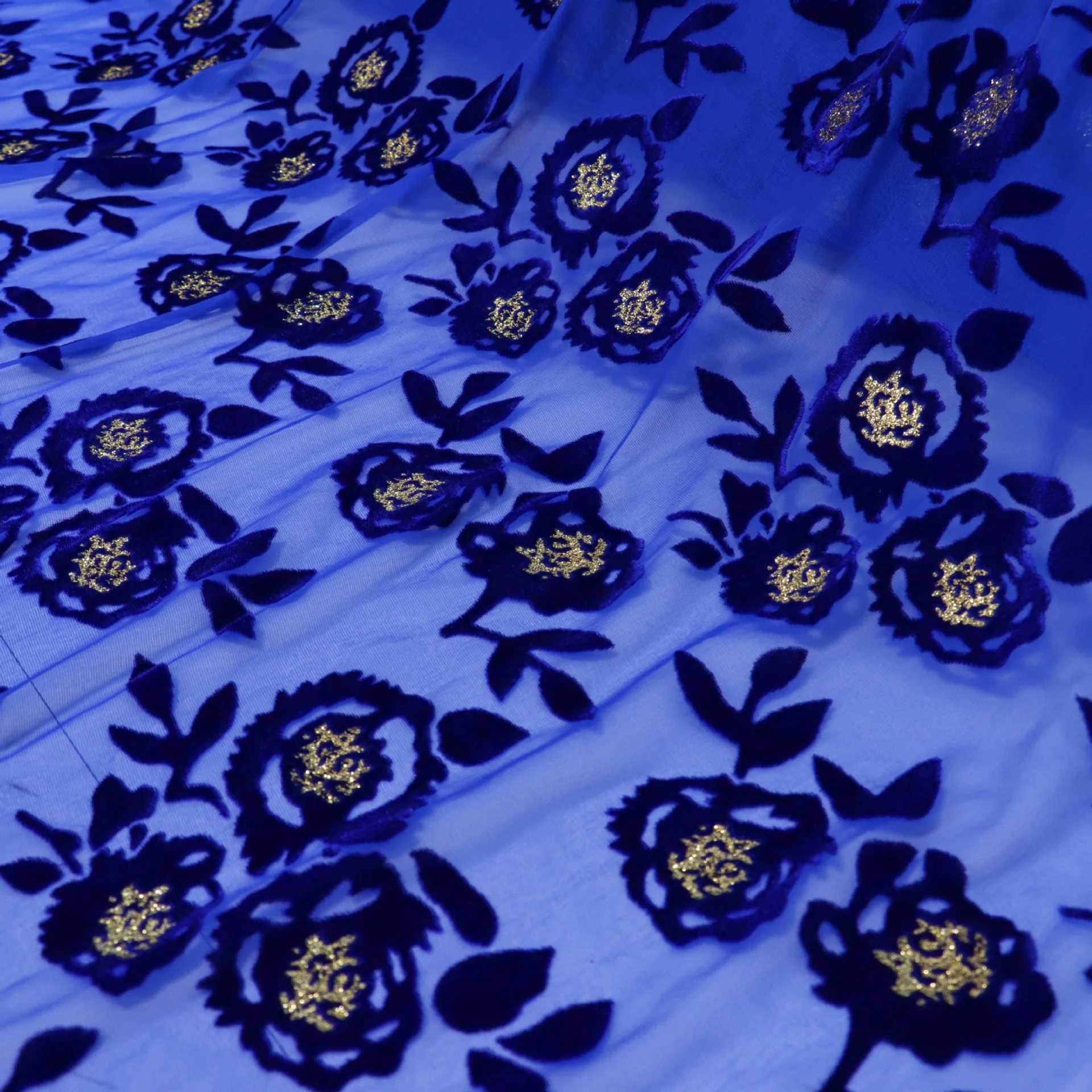 

4039 Women's Woven Velvet Burnt out Brocade Sticky Velvet Bronzing Fabric Nightdress Cheongsam Textile Fabric