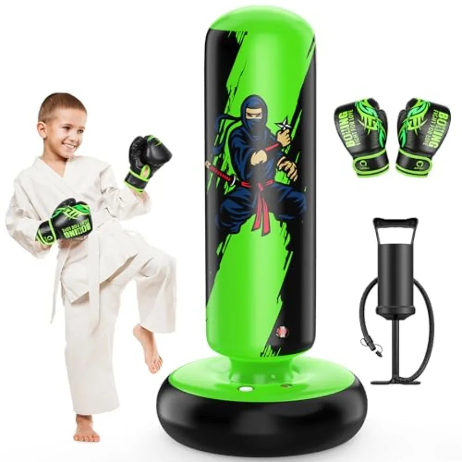 

Punching Bag for,66 Inch Stable Iatable Boxing Bag with Boxing Gloves, Stand Punching Bag Toy for Boys and Girls Age 6-12, Boxi