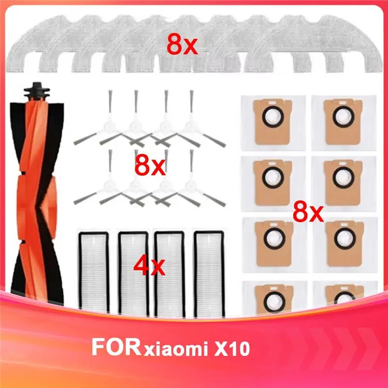 

-Новинка для робота-пылесоса Xiaomi X10, аксессуары, основная боковая щетка, фильтр Hepa, швабра, тканевый мешок для пыли, запасные части