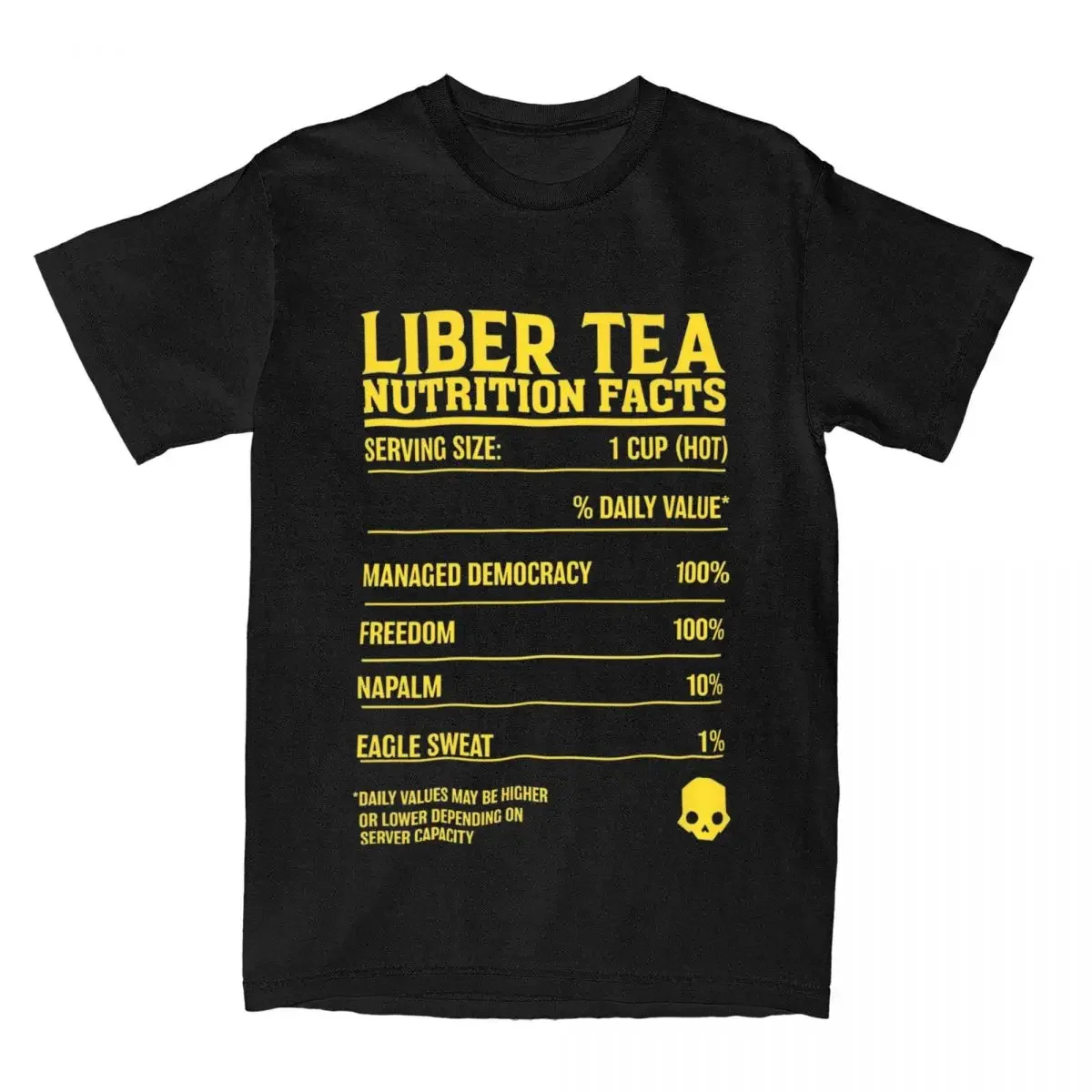 Helldivers 2 Liber Tea Nutrition Yellow Men's T Shirt Funny Tees Short Sleeve Round Neck T-Shirt Cotton Original Clothing