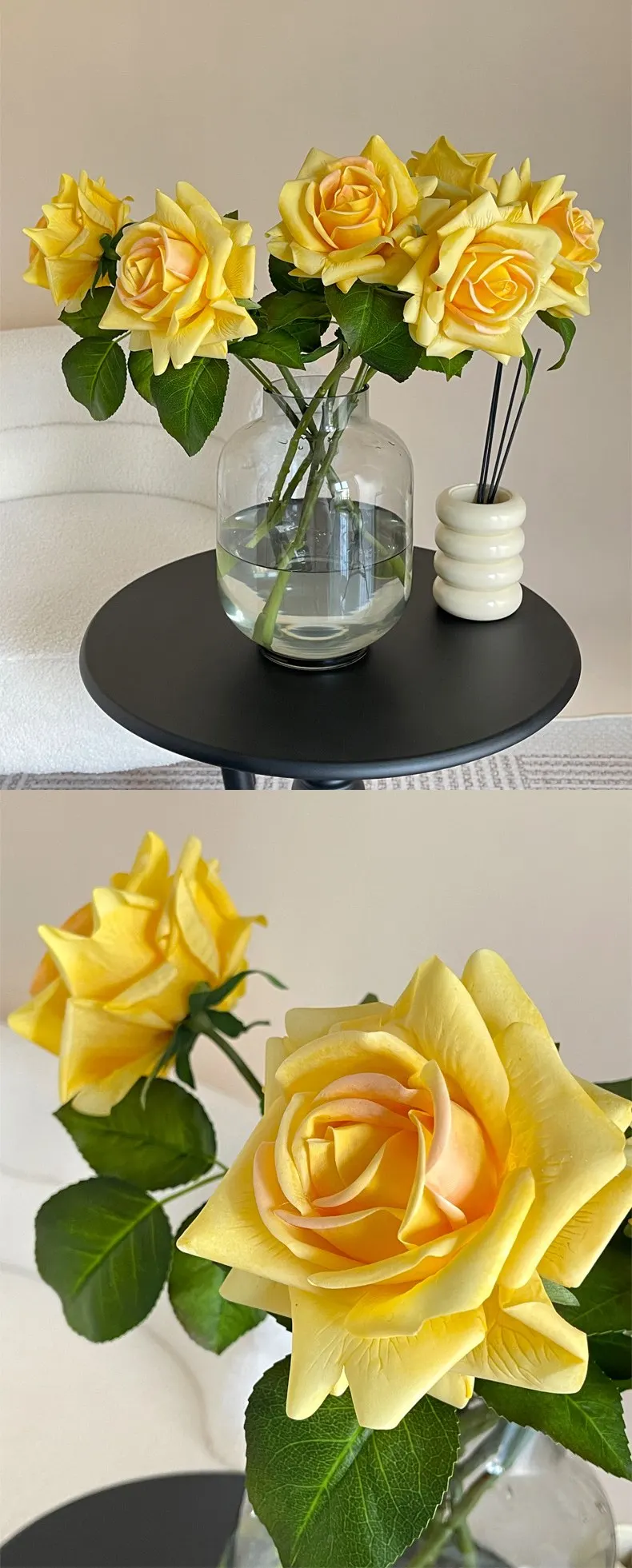 5 Stück feuchtigkeitsspendende große künstliche Rosen, echte Haptik, Rosendekoration, Hochzeitsbrautstrauß, Hochzeitsfeier, dekorative Blumen für Zuhause – Detail 6