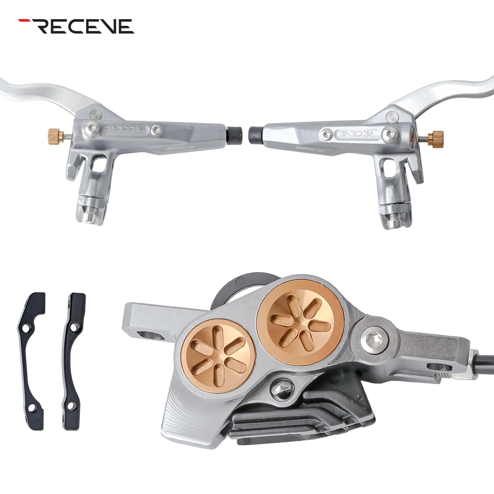 AliExpress RECEVE M4 Hydraulic Brakes Mtb Split-type Cooling Oil Brake 4 Pistons Bicycle Hydraulic Brakes 850/1600 Mountain Bike Discs 160