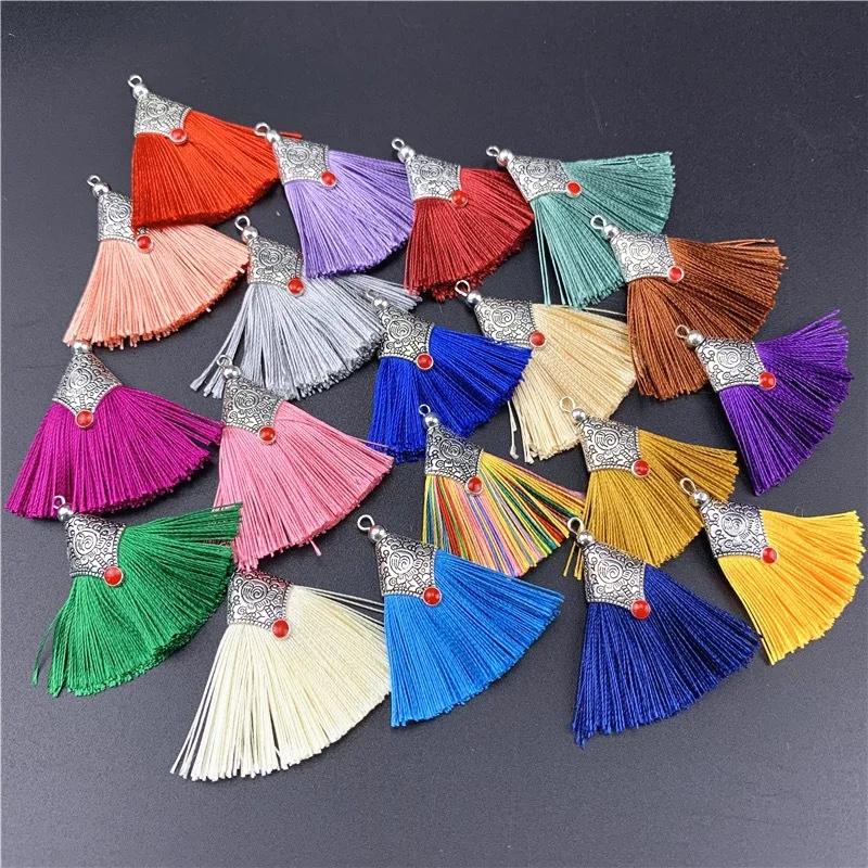 

2/6Pcs Mini Craft Tassel Handmade Soft Tassel Alloy Cap Earring Tassel Pendant for Jewelry Making DIY Key Chain Decor