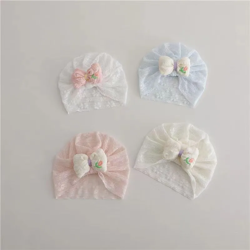 Newborn Lace Indian Cap Sweet Bow Children Headwear Solid Co