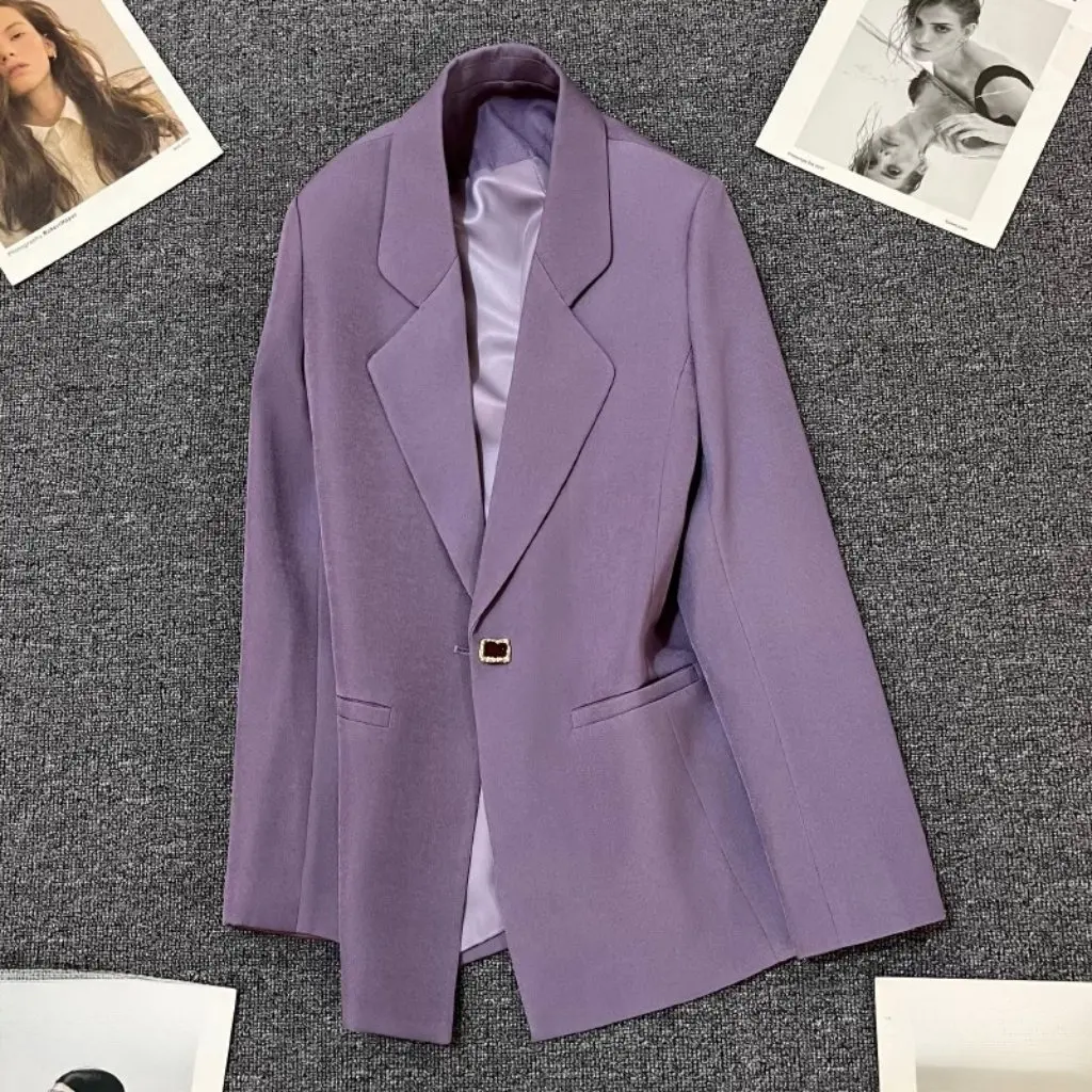

Women's Purple Suit Jacket High-End Korean Style Casual Western Versatile Spring Autumn New Arrival