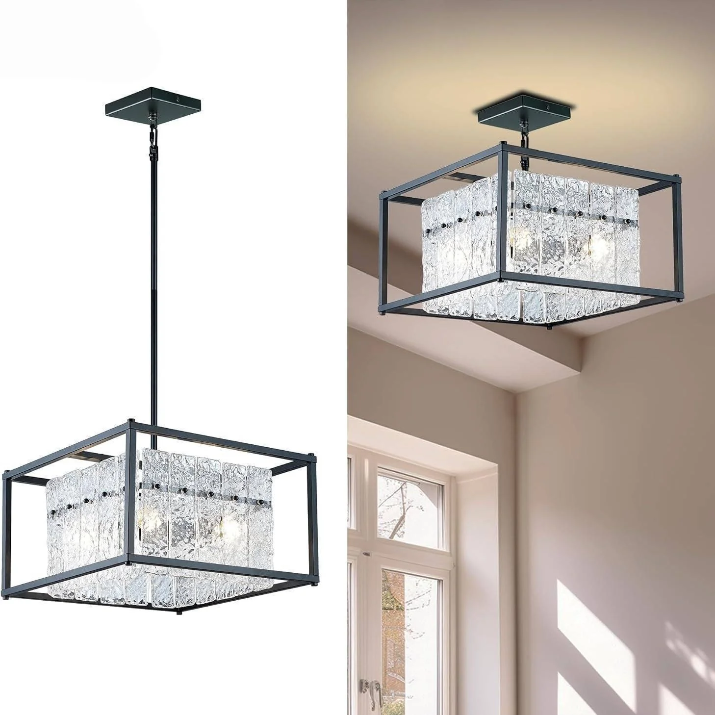 

American Retro Led Pendant Light For Home Decoration Dining Room Kitchen Bedroom Wrought Iron Glass Crystal Lighting Fixtures