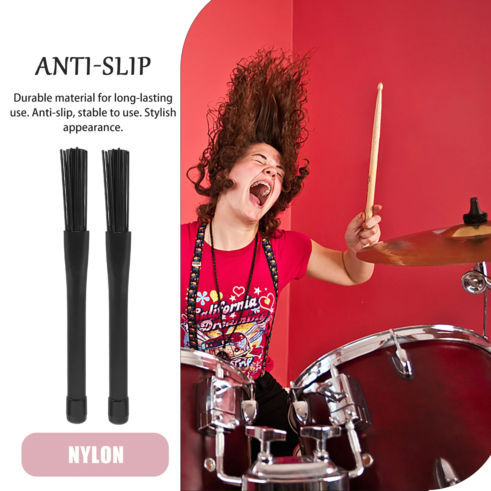 

1Pair Retractable Nylon Drum Brush Comfortable Grip Strong Stability for Beginner Drummers and Youth Bands Drum