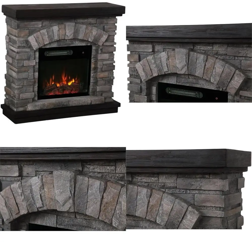 

36-дюймовый керамический электрический камин в стиле фермерского дома с 4 регулируемыми эффектами пламени, дистанционным управлением и сенсорным управлением