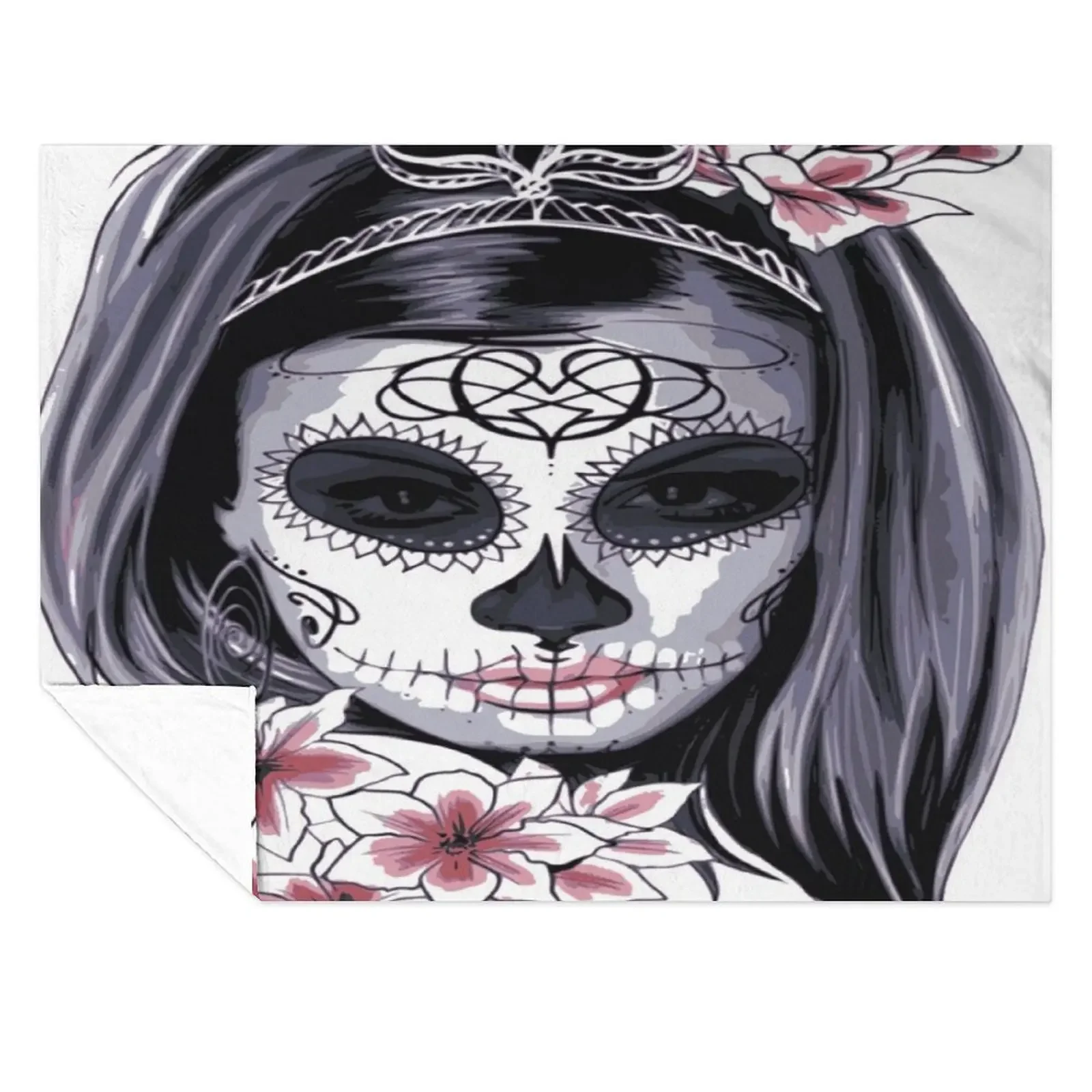 

day of the dead Skull (dia de los muertos calavera) Throw Blanket Flannel Fabric Bed Fashionable halloween Sofas Blankets