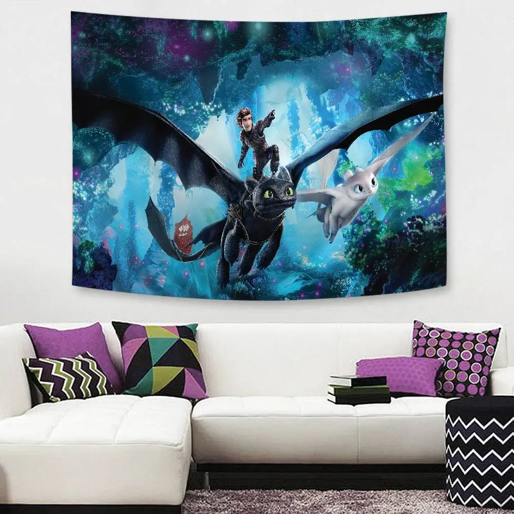 Adventure How To T-Trains Your D-Dragon Colorful Tapestry Wall Hanging Bohemian Wall Tapestries Mandala Wall Art Decor