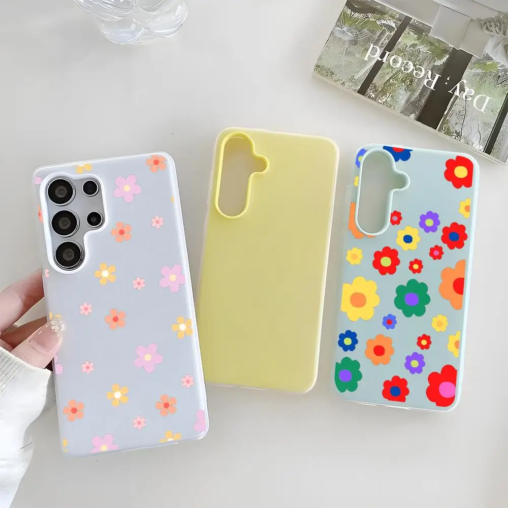 SmallFlowerStarsSoft Phone Case Clear TPU Case For Samsung S22-S26, 2-in-1 Detachable Card Holder