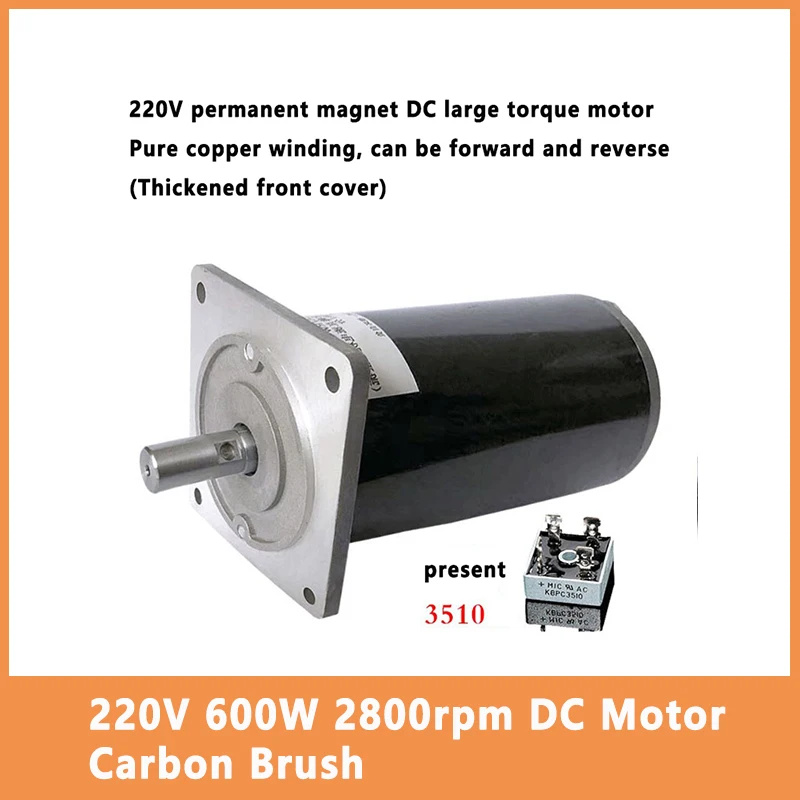 220V 600W 2800rpm DC Motor Carbon Brush High Power Low Noise High Torque Double Bearing Stirring Motor CW CCW