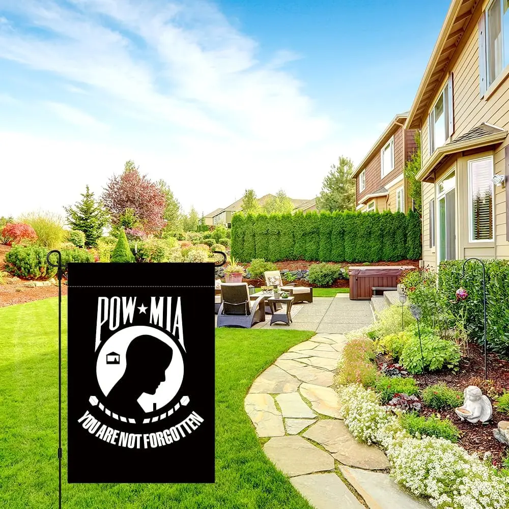 POW MIA Recognition Day Garden Flag Soldier Patriotic Decorative Flag 3PLY Double Sided 12 x 18 Inch Yard Flags, Outside Outdoor