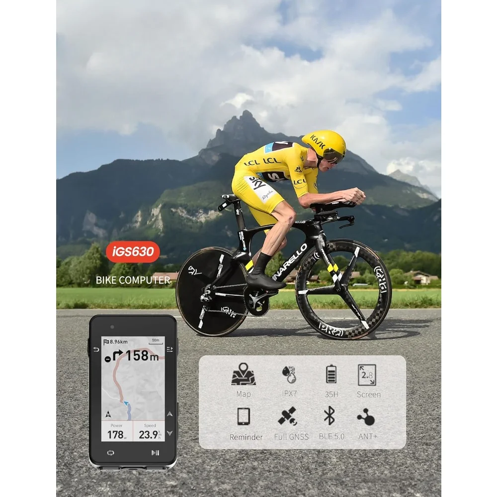 GPS Bike Computer, 2.8‘’ Map Navigation iClimb Training Function MTB Wireless Cycling Computer GPS Unit IPX7 Waterproof