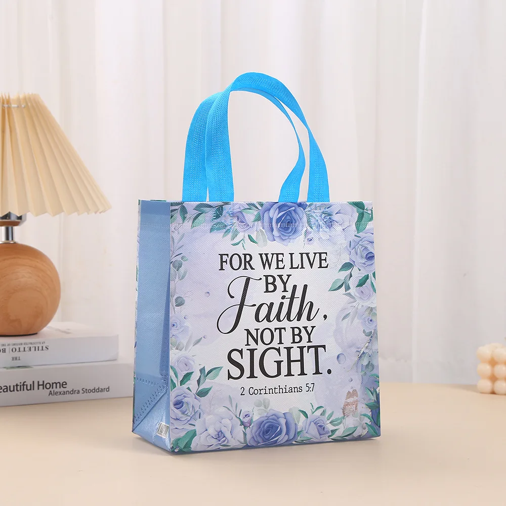 Bible Verse,Religious,Inspirational Flower,Christian Church,Baptism,Faith,Party,Birthday,Wedding,Reusable,Non Woven Gift Bags