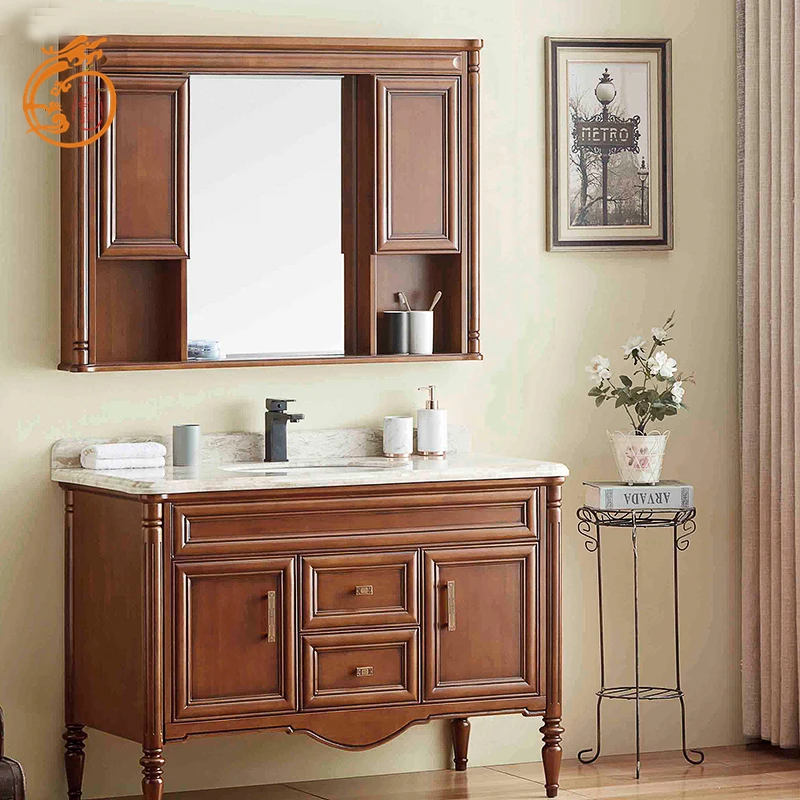 Luxury soild wood bain bathroom waterproof  vanity furniture storage bathroom cabinet