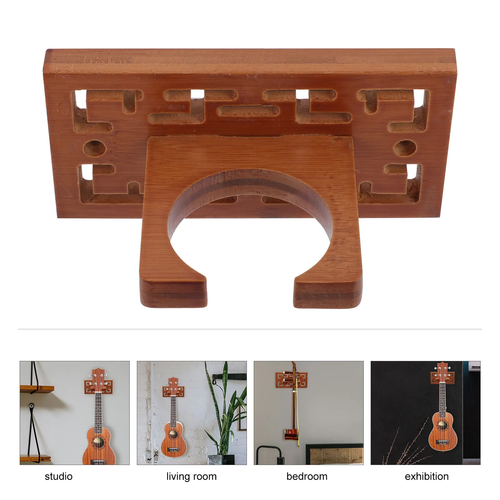 

Wall Flute Holder Musical Instrument Stand Hook Wood Ukulele Mount Brown Hanger