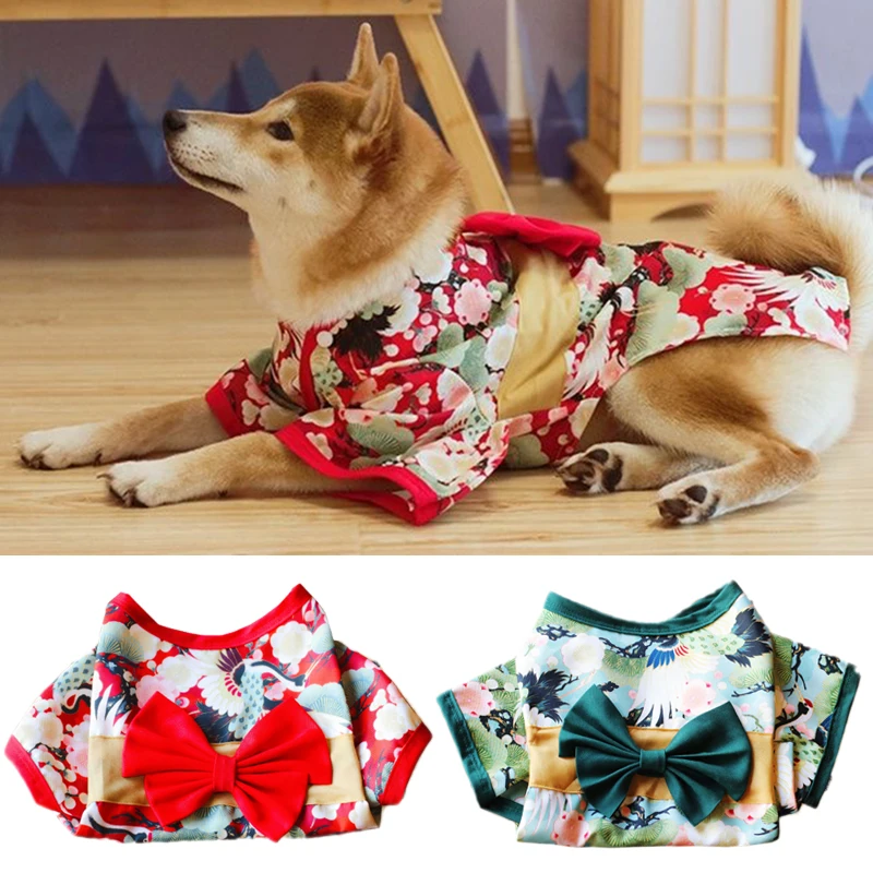 Stroje festynowe, eleganckie, narodowe dla psów, dla małych i średnich psów, ubranka dla szczeniąt i kotów w stylu japońskim, kimono dla buldoga francuskiego i Shiba Inu.