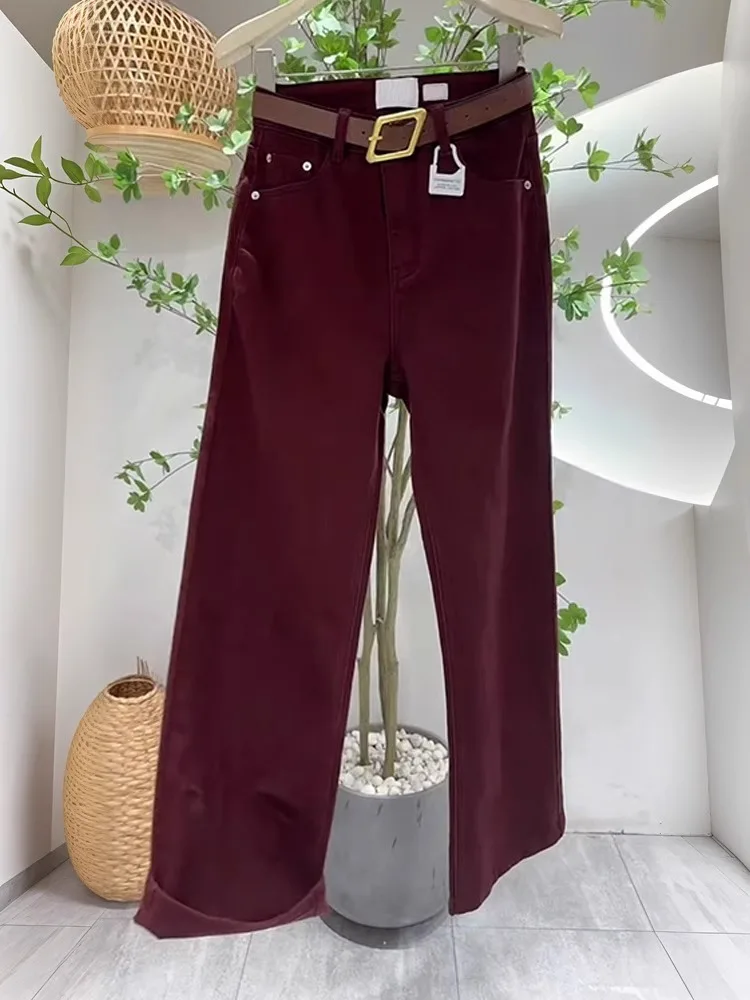 Ankela High Waist Wide Leg Jeans Women's Autumn Winter Fce Lined Straight Cut Denim Pants Slimming Loose Fit Hip Covering