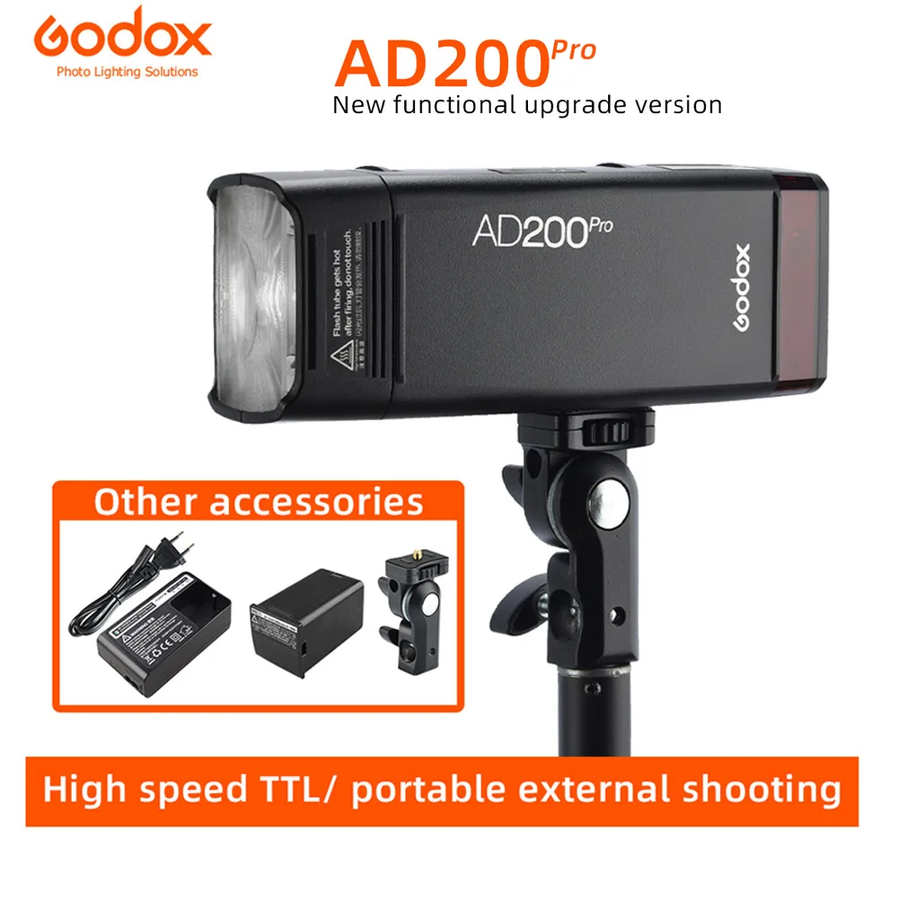 

Godox AD200 Pro Outdoor Flash Light 200Ws TTL 2.4G 1/8000 HSS Pocket Speedlite Strobe for Canon Sony Nikon Fuji DSLR Youtube