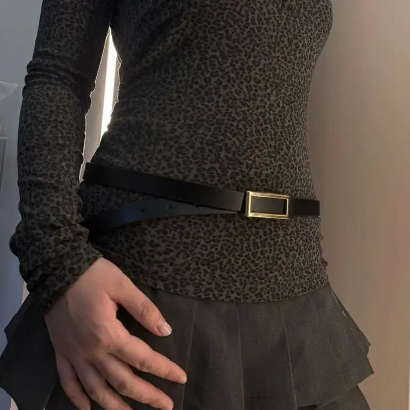 31BB Stretchy Leopard Print Waist Belt Soft Fabric Design For Women Men Secure Buckles Daily Use