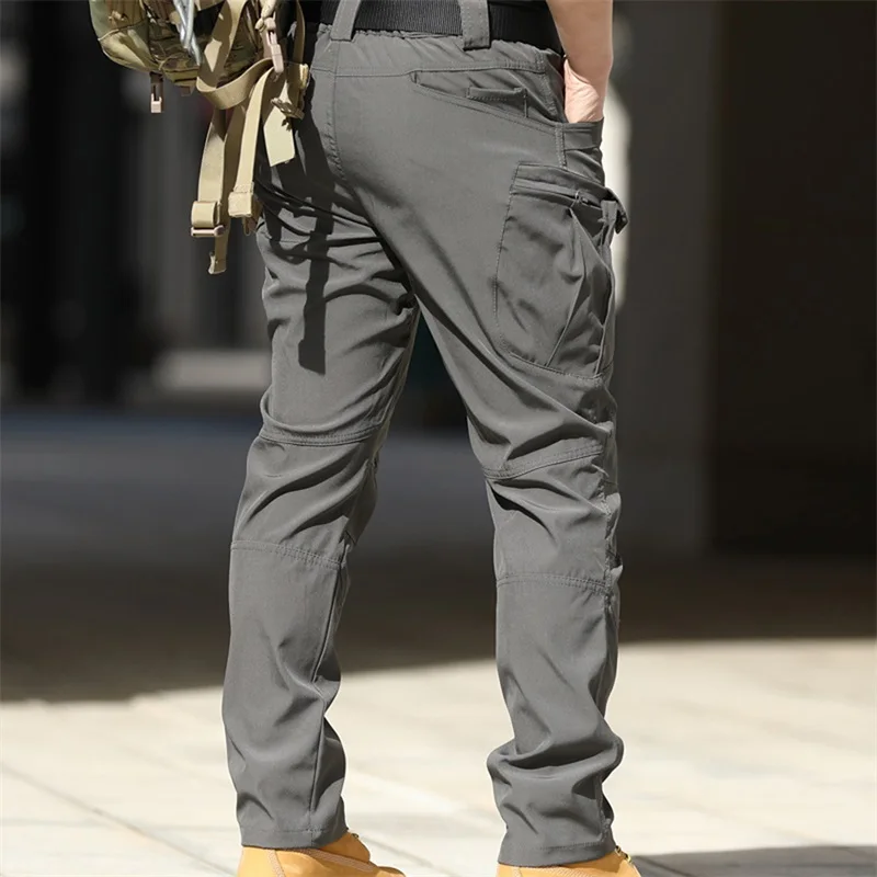 Men Cargo Pants Solid Color Multi-Pockets Waterproof Trousers Fall Casual Jogger Pants Sweatpants