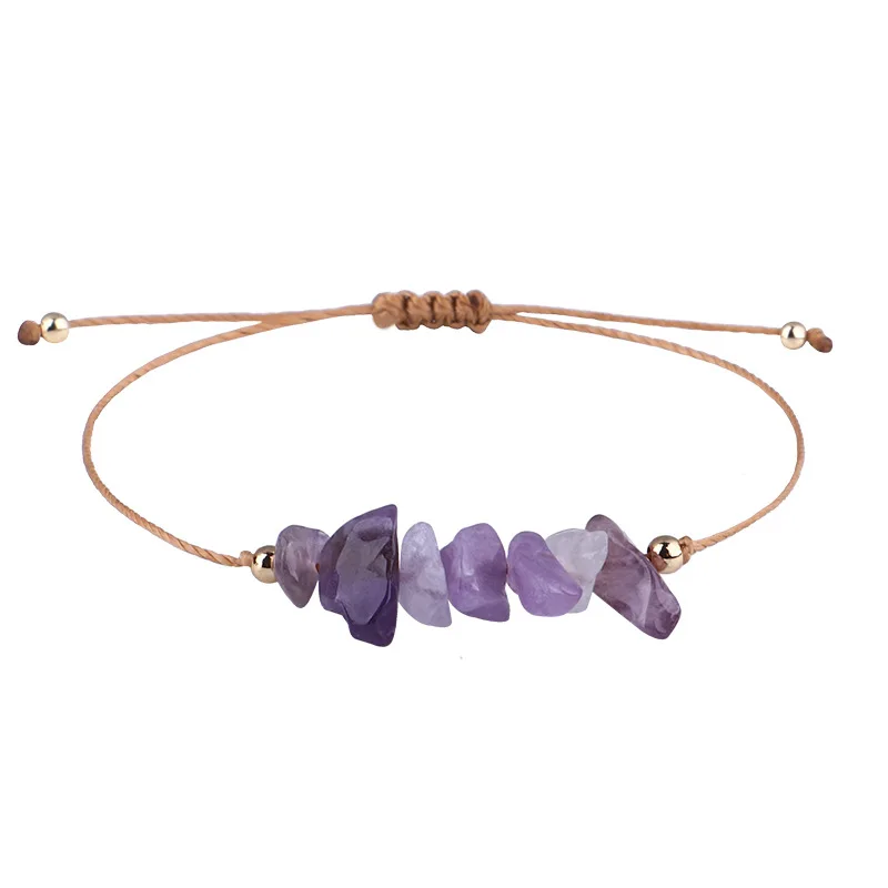 cristal bracelet Natural Gem Stone Bracelet Irregular Quartz Stretch Chip beads Nuggets Amethyst Bracelets Bangles Women Crystal