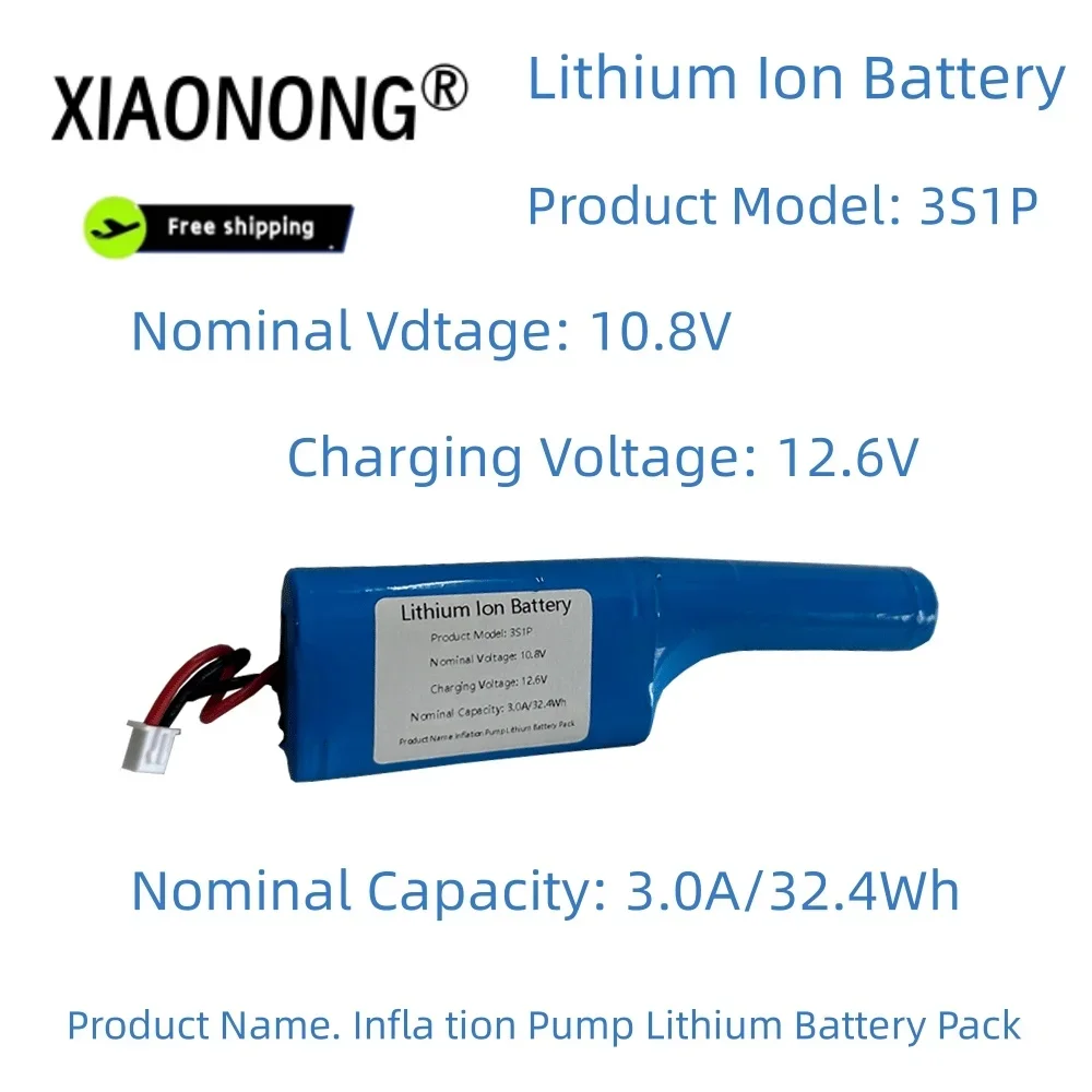 

100% New 18650 3S1P Lithium Battery Pack 10.8V 3000mAh Rechargeable Battery Suitable for Inflation Pump Injection Pump