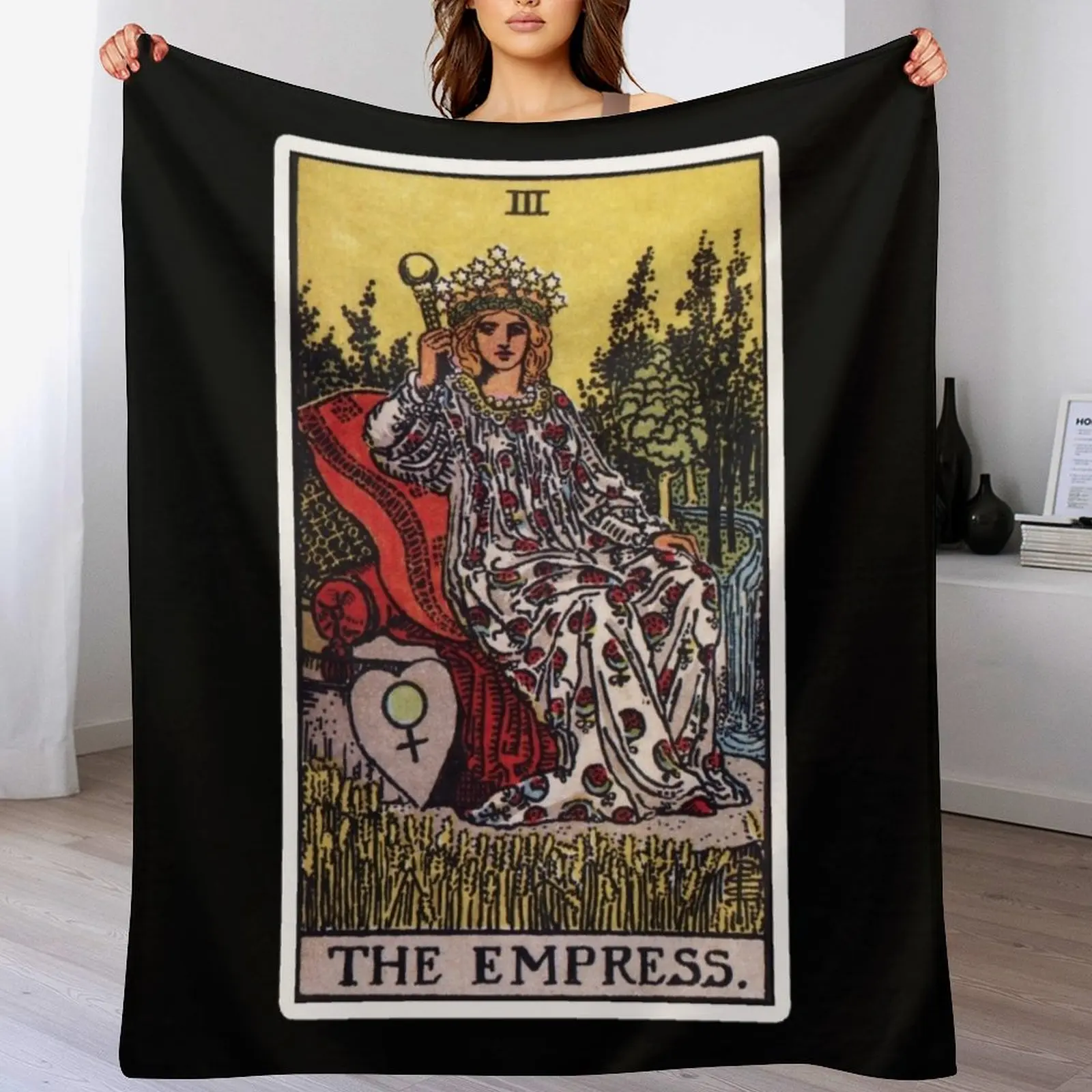 III. The Empress Tarot Card Throw Blanket funny gift Bed linens Blankets