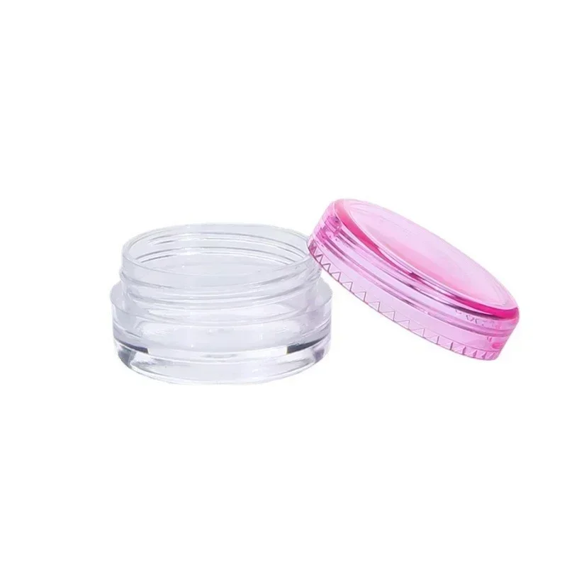 Frascos de plástico cosméticos pote com tampas, Garrafas recarregáveis vazias, pequenas tampas coloridas, claro, Lip Balm Container, viagem, creme facial, 2g