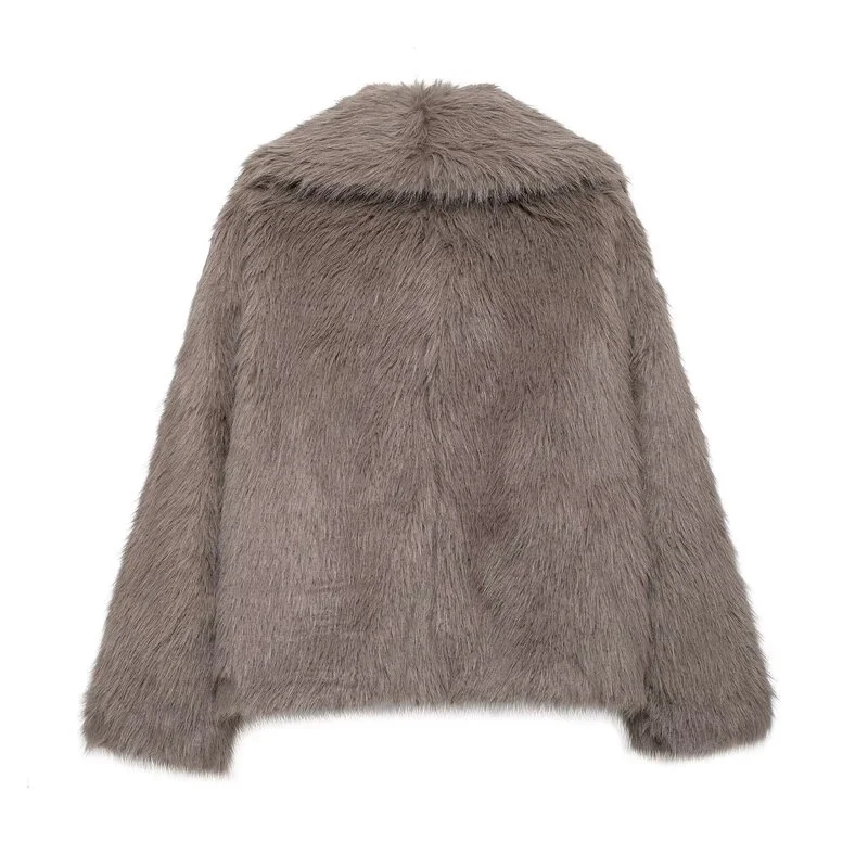 

Women's Long Sve ort Coat Autumn Winter New Arrival Artificial Fur Effect Woolen Coat Loose Fit Sle Versatile Faion