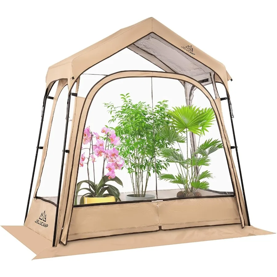 

Портативная уличная теплица с окном для заднего двора и использования в помещении. Прочная пластиковая теплица из ореховой кожи с прозрачной бухтой из ПВХ.