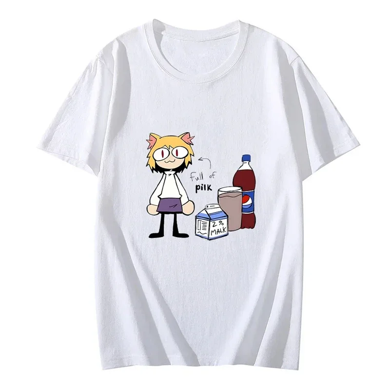 Melty Blood Neco Arc Printing T-shirt for Men and Women Couples Loose Casual Short Sleeve Casual Trendy New Models