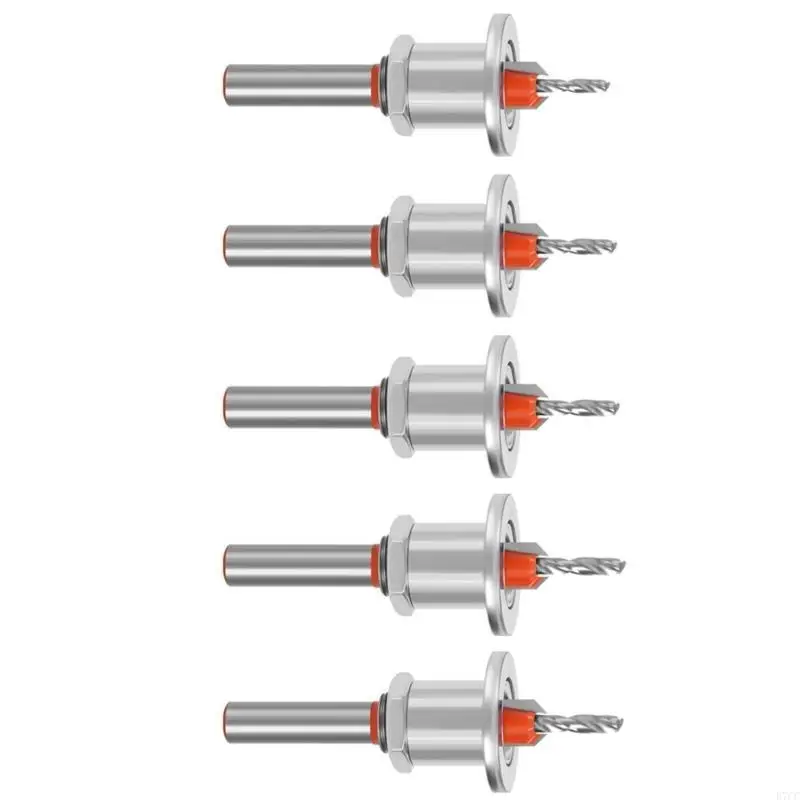 

E7CC 5Pcs Alloy Steel Adjustable Countersink Drill Bit Set for Precisions Woodworking