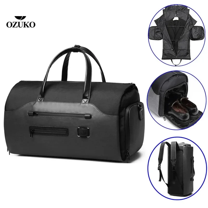 

OZUKO Garment bag Multifunction Men Suit Storage Large Capacity Luggage Handbag Male Waterproof Travel Duffel Bag Shoes Pocket