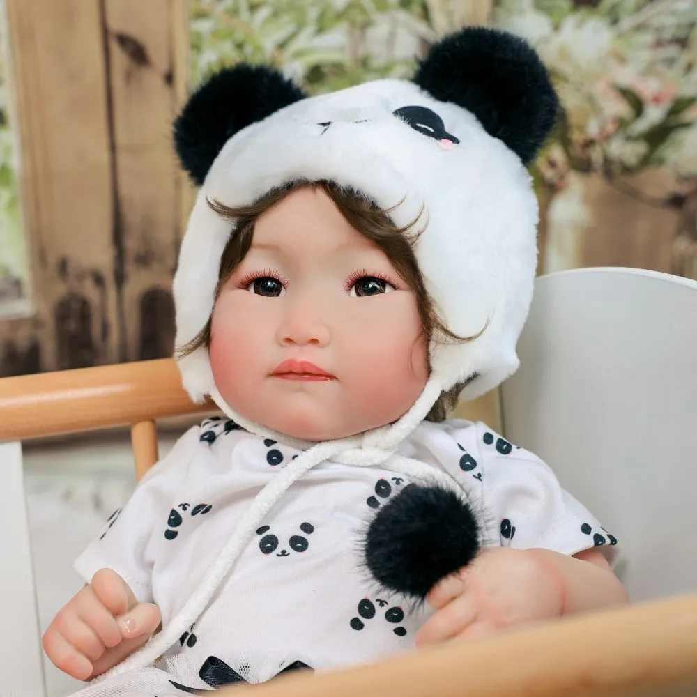 Cloveray 22-calowa Oryginalna Realistyczna Lalka Reborn, Uroczy Zestaw Panda, Realistyczna Lalka Winylowa, Winylowa Tkanina, Ręcznie Robiona Zabawka, Prezent Świąteczny dla Dziecka