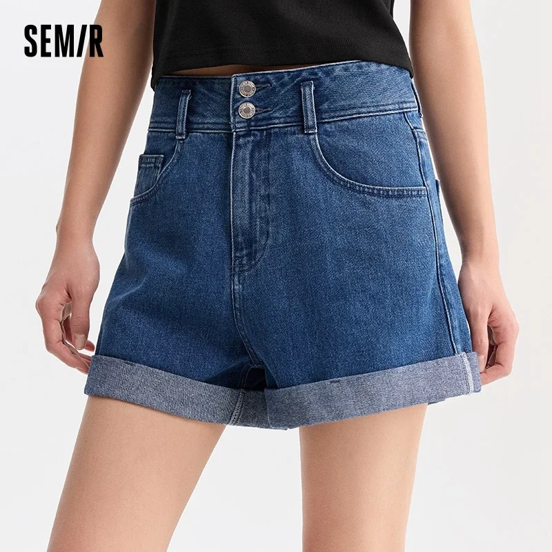 Semir Women High-Waisted Shorts 2024 Summer New Leg-Lengthening Shorts Slimming Rolled Edge A-Line Pants Versatile