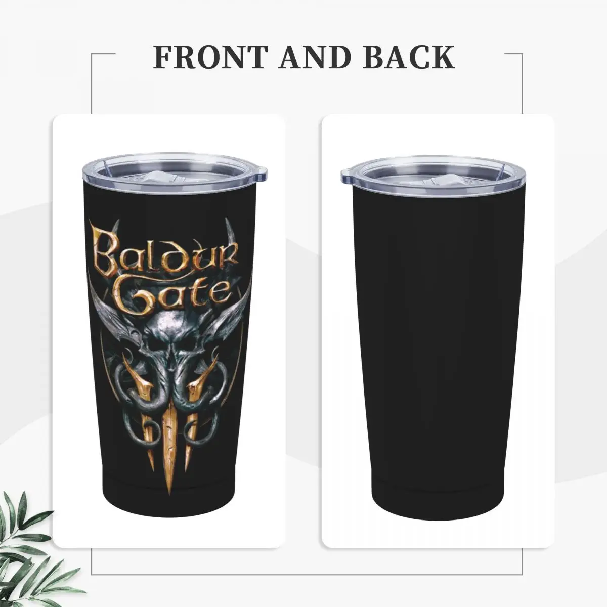 Baldur's Gate Logo Insulated Tumbler with Straws and Lid Astarion Game Stainless Steel Travel Coffee Mug 20 Oz Double Wall Mugs