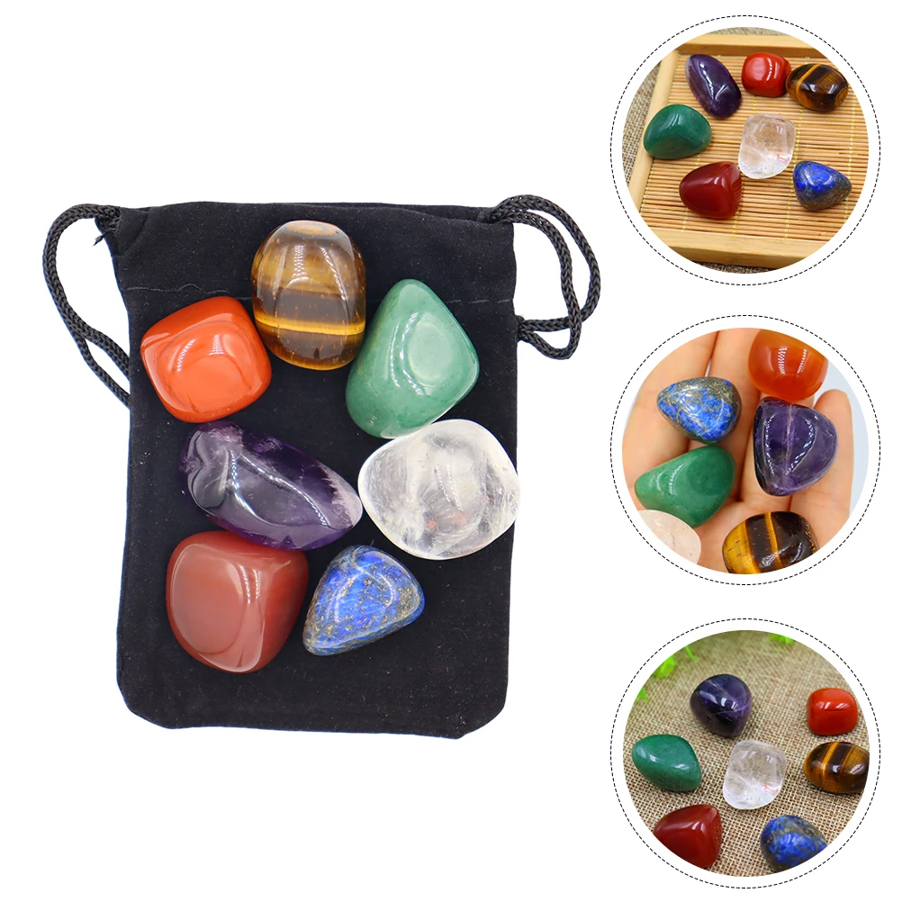 

Seven Chakra Stone Crystal Healing Natural Rough Therapy Kit Yoga Portable Storage Care