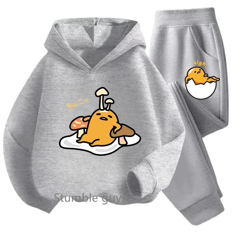 

Детский комплект с капюшоном Gudetama, зимняя теплая одежда для девочек, одежда в стиле аниме для мальчиков, толстовка