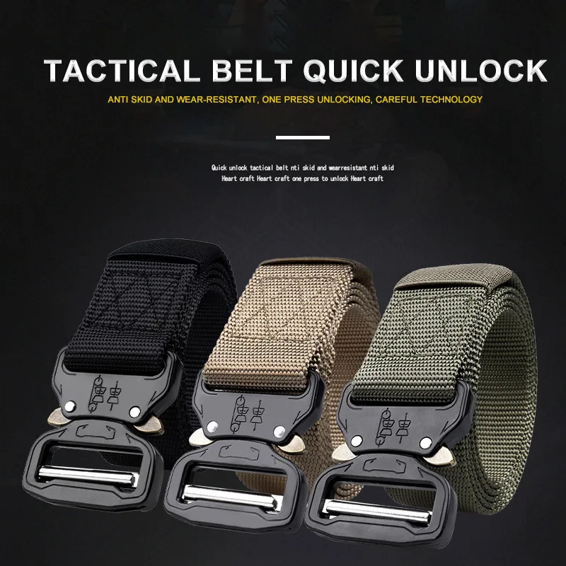 1.5 inch Quick Release Tactical Belt Riggers Airsoft Belts men sports black green nylon BT3404 men outdoor sports